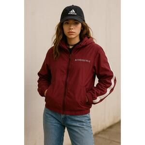 Y2K Sporty Maroon Full Zip Hooded Windbreaker Jacket Aeropostale Small
